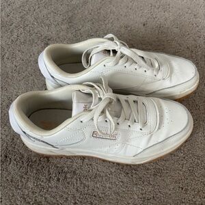 Reebok White Leather Sneakers with Gum Soles